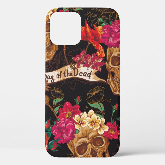 Skull and Flowers Day of The Dead Seamless Backgro Case-Mate iPhone Case (Back)