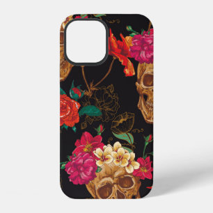 Skull and Flowers Seamless Background iPhone 12 Case