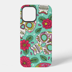 Skull and Flowers. Seamless Background. Mexican da iPhone 12 Case