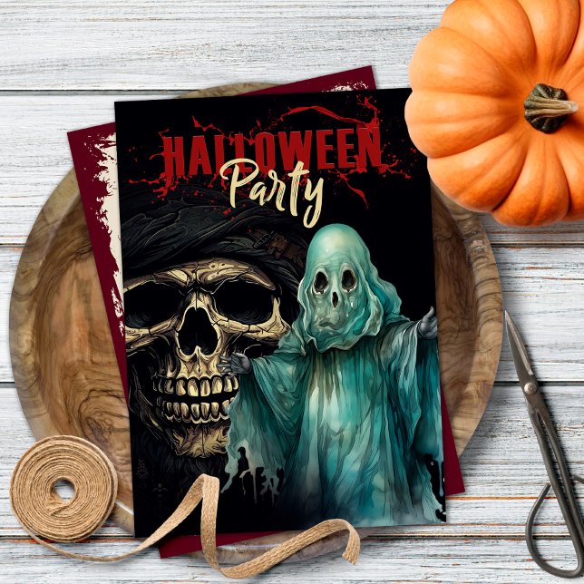 Skull and Ghost Mystic Halloween Party Invitation (Creator Uploaded)