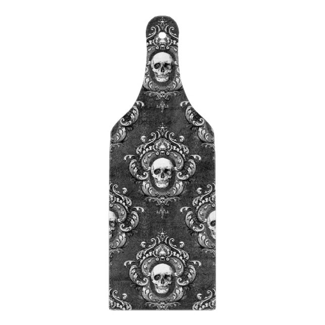 Skull and Grey Gothic Cutting Board (Front)