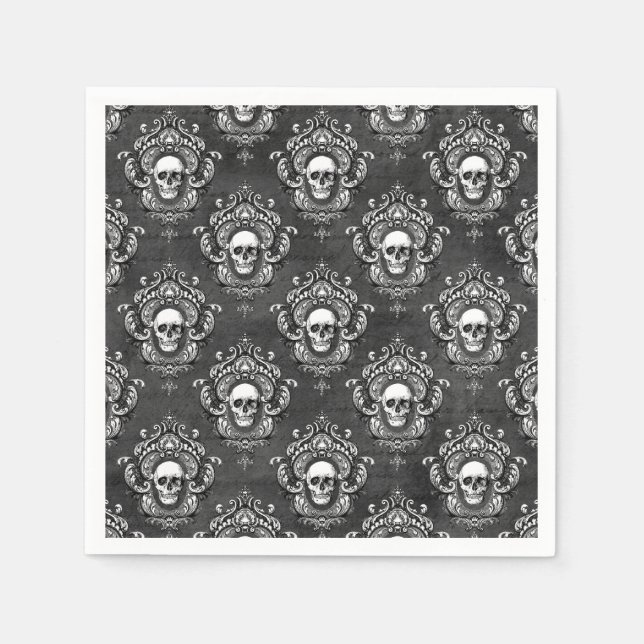 Skull and Grey Gothic Napkin (Front)