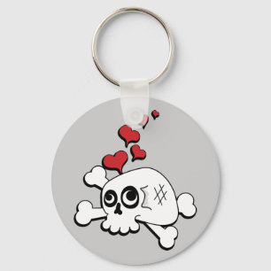 Skull and Hearts Key Ring