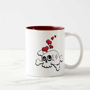 Skull and Hearts Two-Tone Coffee Mug