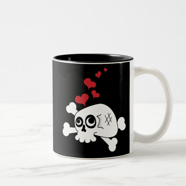 Skull and Hearts Two-Tone Coffee Mug (Right)