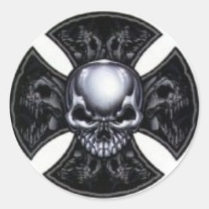 Skull and Iron Cross Decal Classic Round Sticker
