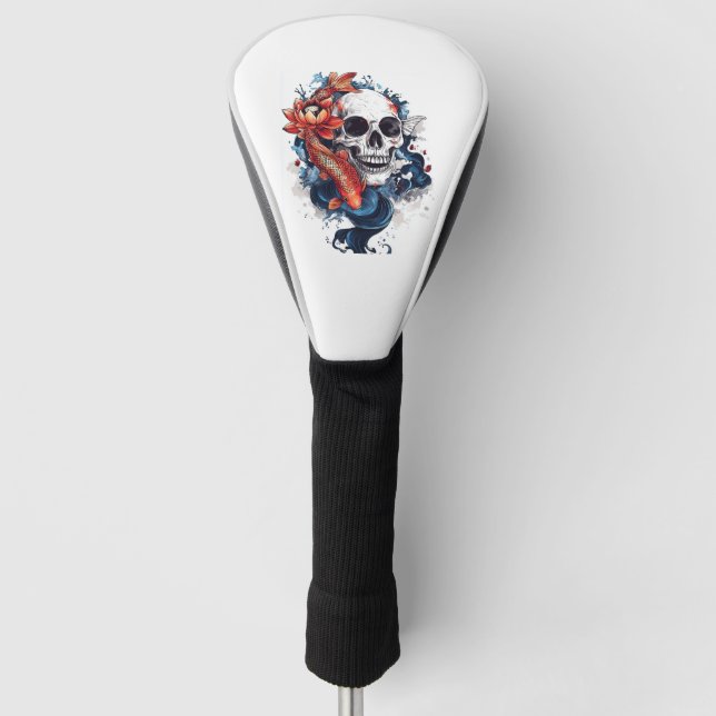 Skull and Koi Serenity Golf Head Cover (Front)