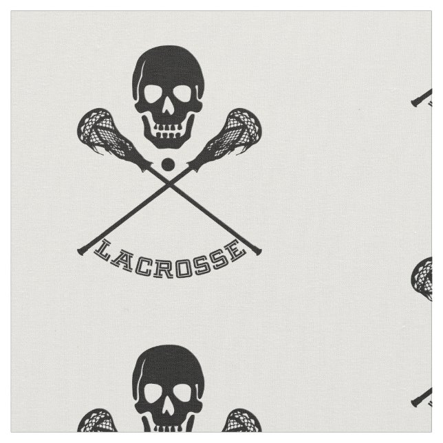 Skull and Lacrosse Sticks Fabric (Close Up)
