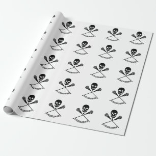 Skull and Lacrosse Sticks Wrapping Paper