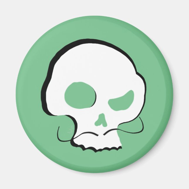 Skull and Moustache Magnet (Front)