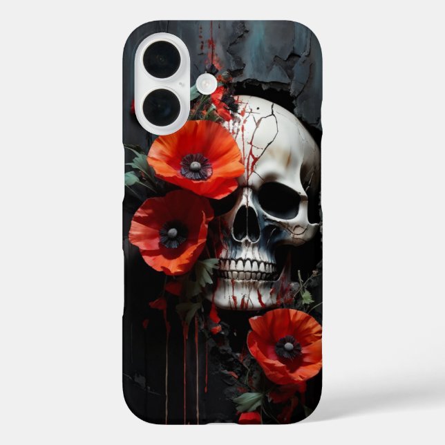 Skull and Poppies Case-Mate iPhone Case (Back)