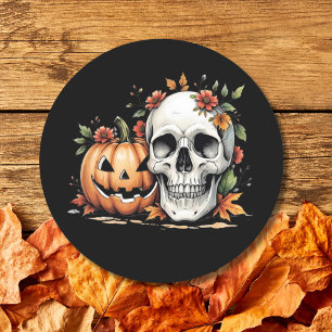 Skull and Pumpkin Art Paper Plate