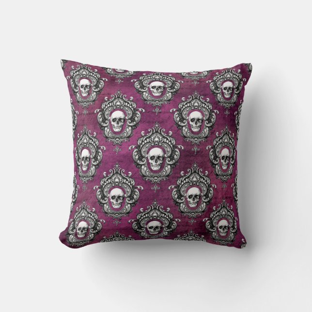 Skull and Purple Gothic Cushion (Front)