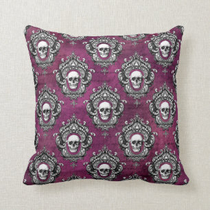 Skull and Purple Gothic Cushion