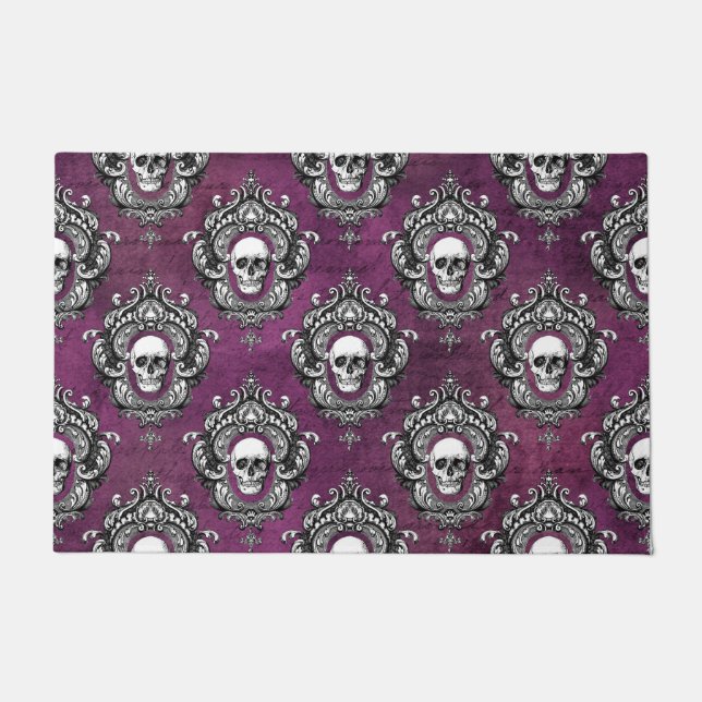 Skull and Purple Gothic Doormat (Front)