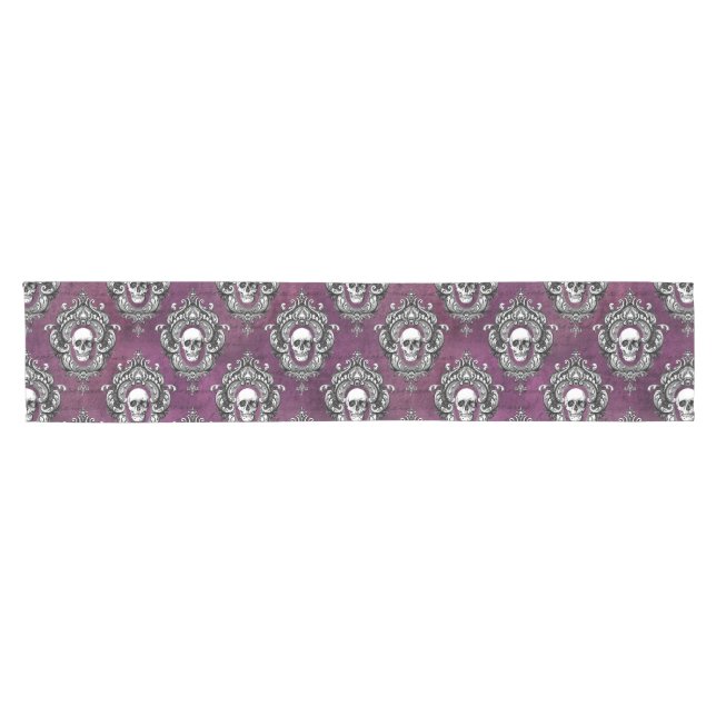 Skull and Purple Gothic Short Table Runner (Horizontal)
