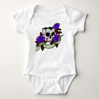Skull and purple roses baby baby bodysuit