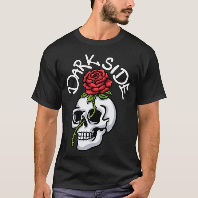 Skull and Red Rose streetwear T-Shirt (Front)