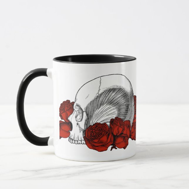 Skull and Red Roses Mug (Left)