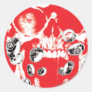 Skull and Rings - Red Classic Round Sticker