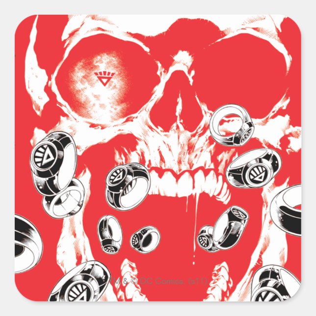 Skull and Rings - Red Square Sticker (Front)