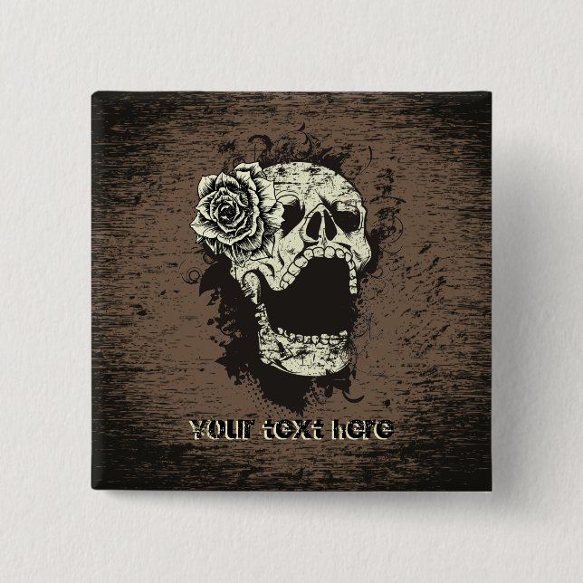 Skull and rose custom button (Front)