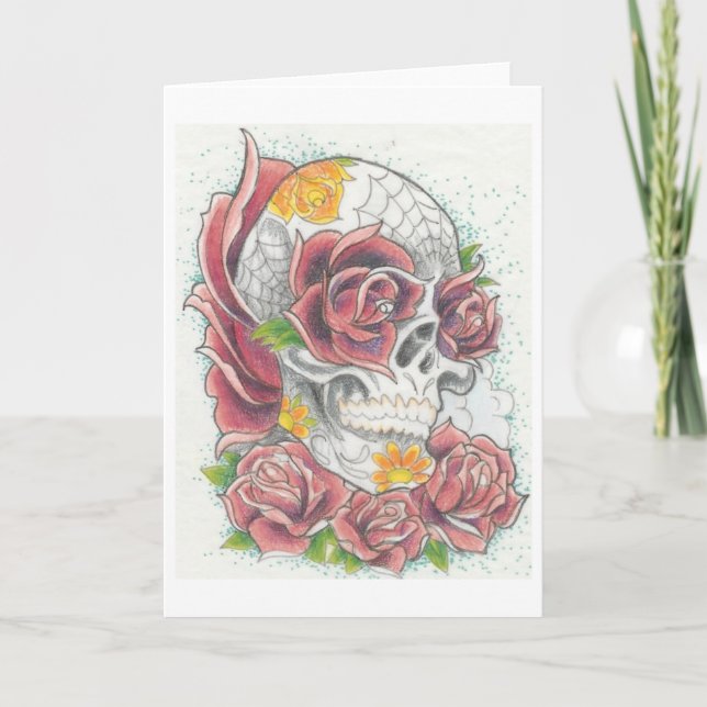 Skull and rose greeting card by Dana Tyrrell (Front)