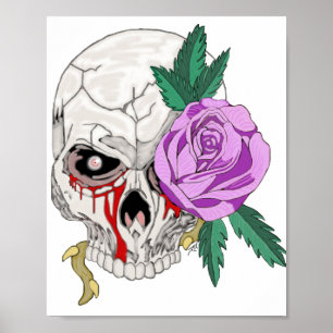 Skull and Rose Poster