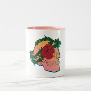 Skull and Rose Two-Tone Coffee Mug