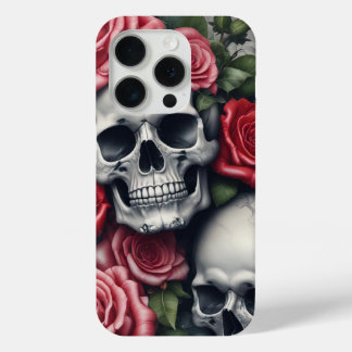 Skull and Roses Apple iPhone 15 Pro Case