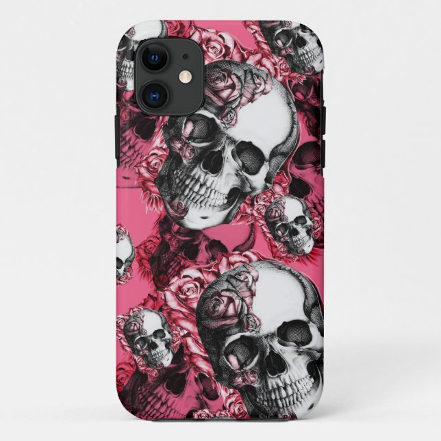 Skull and Roses Barely There I phone Case (Back)