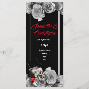 Skull and roses black wedding program