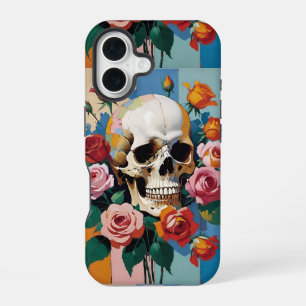 Skull and Roses Colour Block iPhone 16 Case
