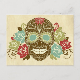 Skull And Roses, Colourful Day Of The Dead Card 2