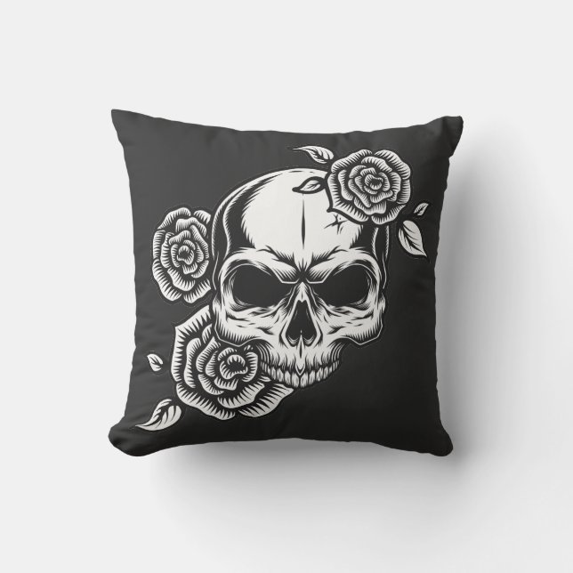 Skull and Roses Cushion (Front)