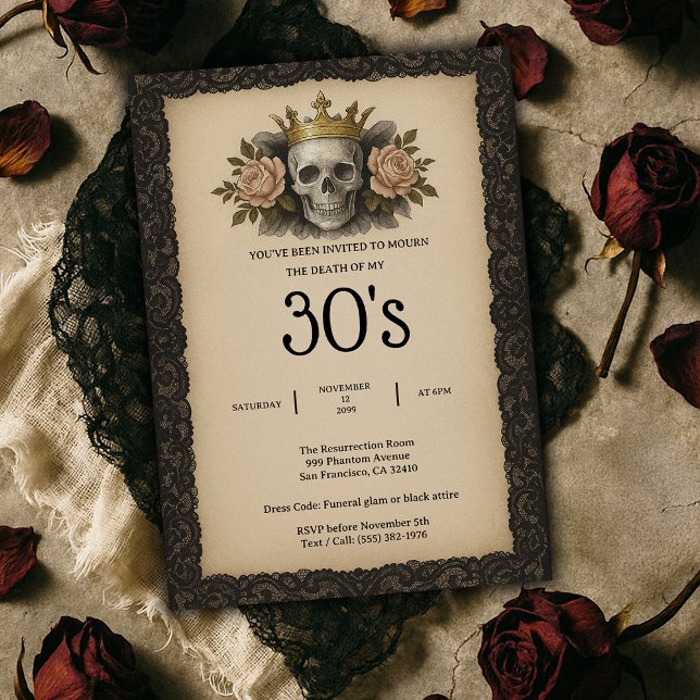 Skull and Roses Death to my 30s Birthday Party Invitation (Skull and Roses Death to my 30s Birthday Party Invitation
)