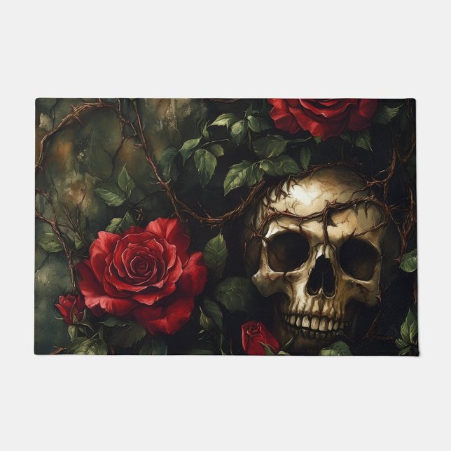 Skull and Roses  Doormat (Front)