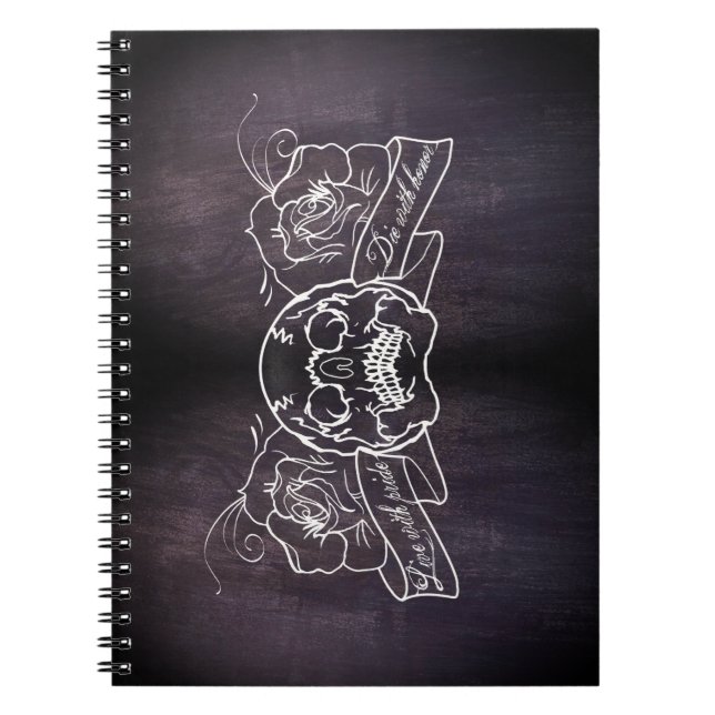 Skull and Roses Goth Punk Tattoo Style Notebook (Front)