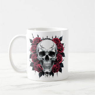 Skull and Roses Gothic Mug | Dark Floral Skeleton 
