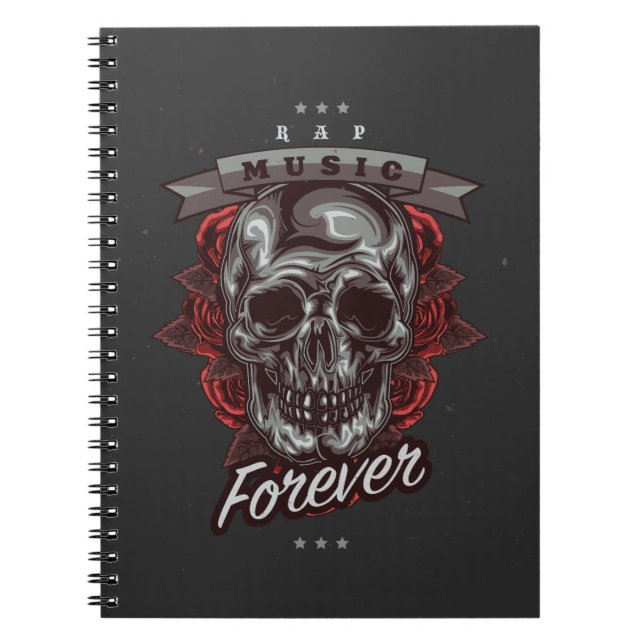  skull and Roses Illustration , rap music lover Notebook (Front)