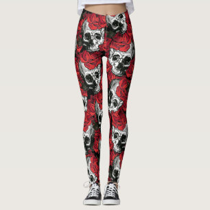skull and roses leggings