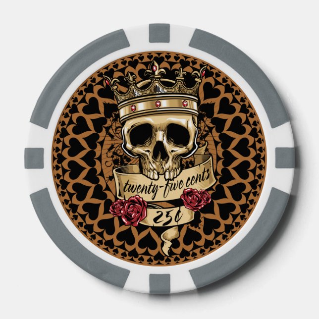 Skull and Roses Poker Chip - 25¢ (Front)