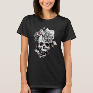 Skull And Roses Sugar Skull Red Roses Halloween 1 T-Shirt