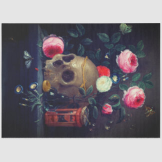 Skull and roses tissue paper