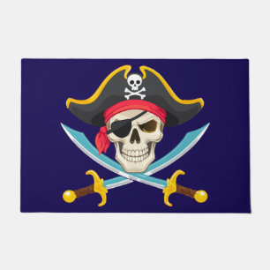 Skull and sabers doormat