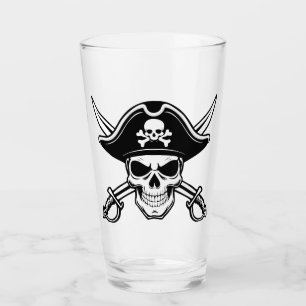 Skull and sabers glass