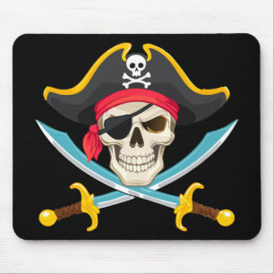Skull and sabers mouse pad