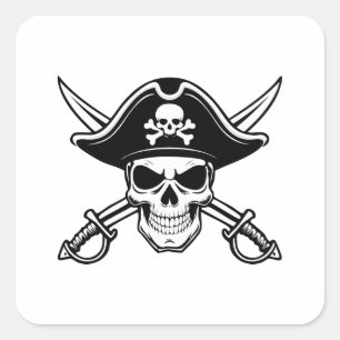 Skull and sabers square sticker
