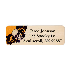 Skull and Scroll Halloween Address Labels