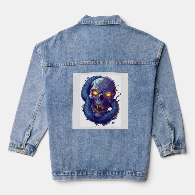 Skull and Serpent Duel Denim Jacket (Back)